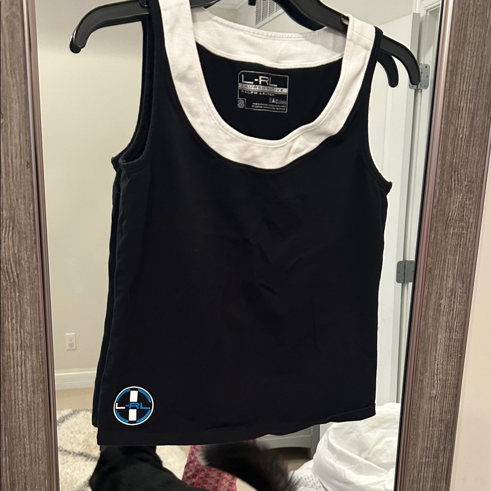 Women's Navy Blue and White Tank Top